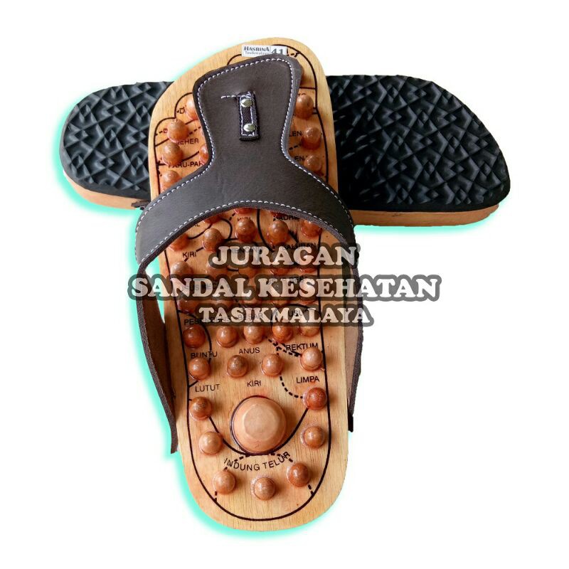 Sandal Kesehatan Kayu Jepit Sendal Slop Alas Kaki  Rematik Akupuntur Terapi Cucuk Refleksi Hasbina