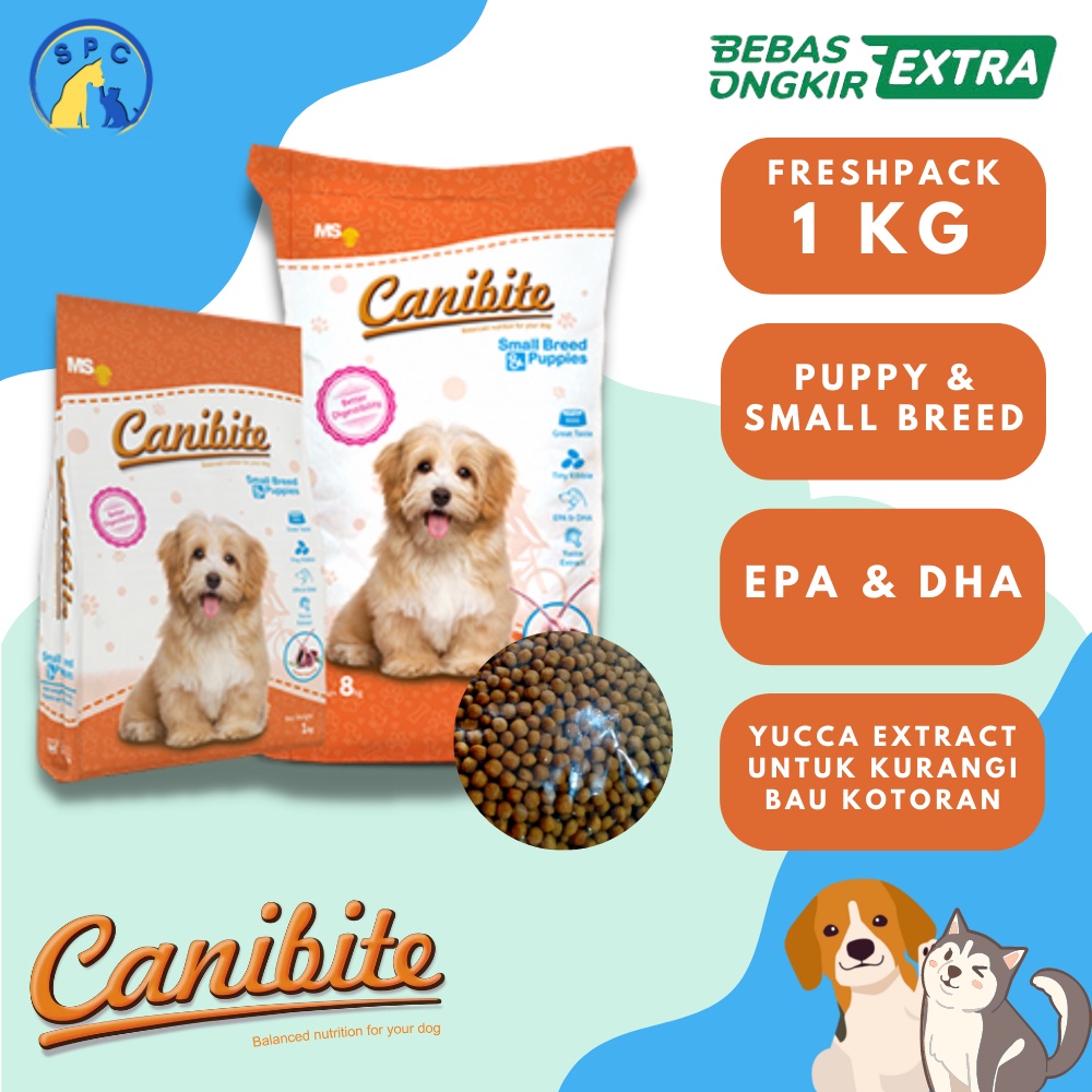 Makanan Anjing CANIBITE Puppy &amp; Small Breed Dog Food Pakan Anjing Freshpack 1 Kg