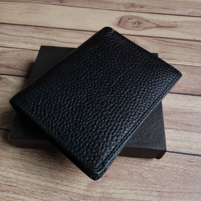 Dompet Asli Kulit Lipat Buku/Dompet Casual Tiga Dimensi Polos Kulit Asli