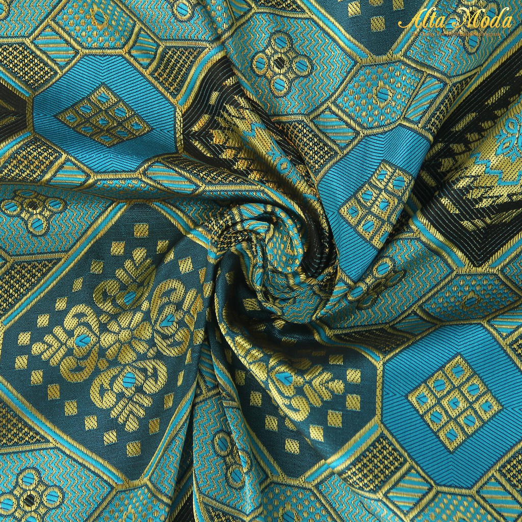 

Alta Moda Songket Motif Palembang Biru Tosca Muda Mix Hijau Tua (1M)