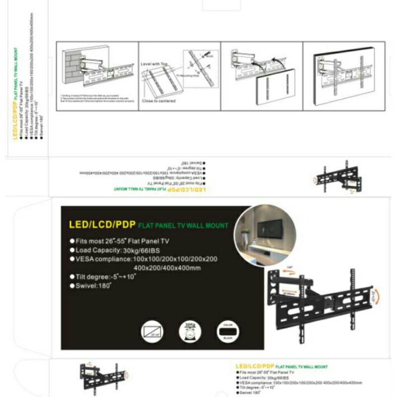 CNXD Telescopic TV Bracket 1.3 M Thick 400X400 Pitch For 26 - 55 inch - CN814