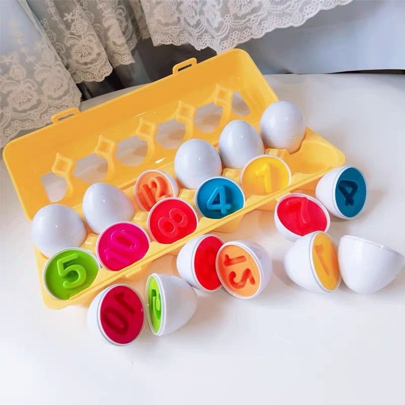 Mainan Edukasi Anak Color Matching Eggs Set Learning Numbers atau Shapes
