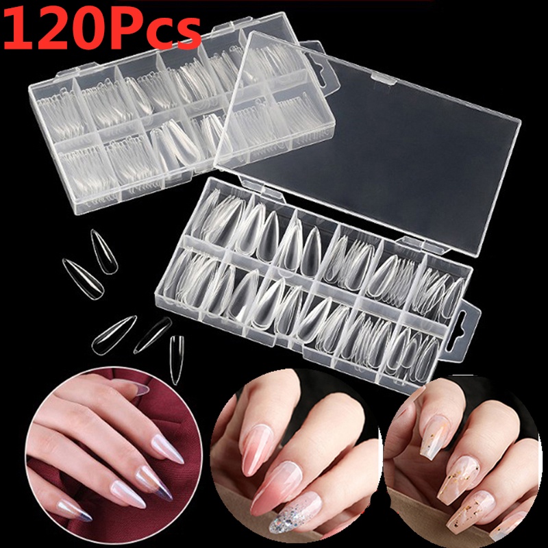 (KUKU) 120pcs / Set Poly Gel UV Builder KUKU Palsu Extension Untuk Nail Art