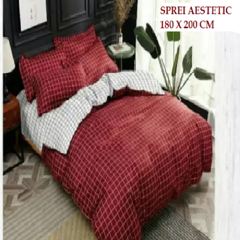 SPREI MOTIF AESTETIC KOTAK KOTAK SPREI KATUN LOKAL BAHAN KATUN DISPERSE ASLI ADEM TIDAK LUNTUR SPREI MURAH MOTIF MINIMALIS