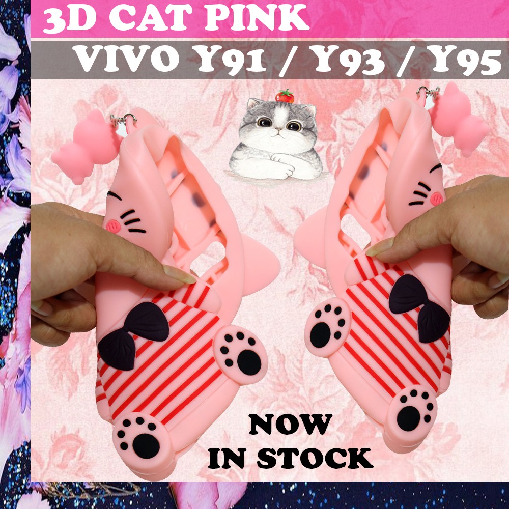 Softcase 4D Xiaomi Redmi Note 8 Pro Silikon 3D Pink Cat Lucky Cat / Silikon Case Soft Case-kucing pink