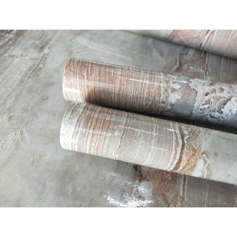 wallpaper stiker dinding motif marmer coklat