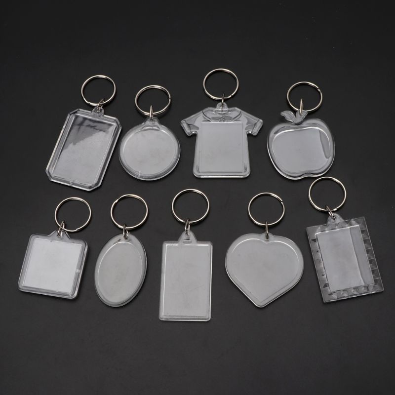 SIY  10Pcs Picture Blank Keyrings Transparent Acrylic Key Chains Insert Your Photo