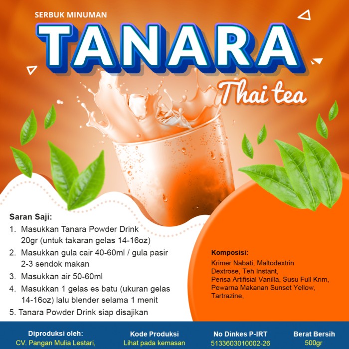 

DISKON - (BISA COD) Bubuk Thai Tea 1kg - Serbuk Minuman Teh Thailand - Bandar Powder