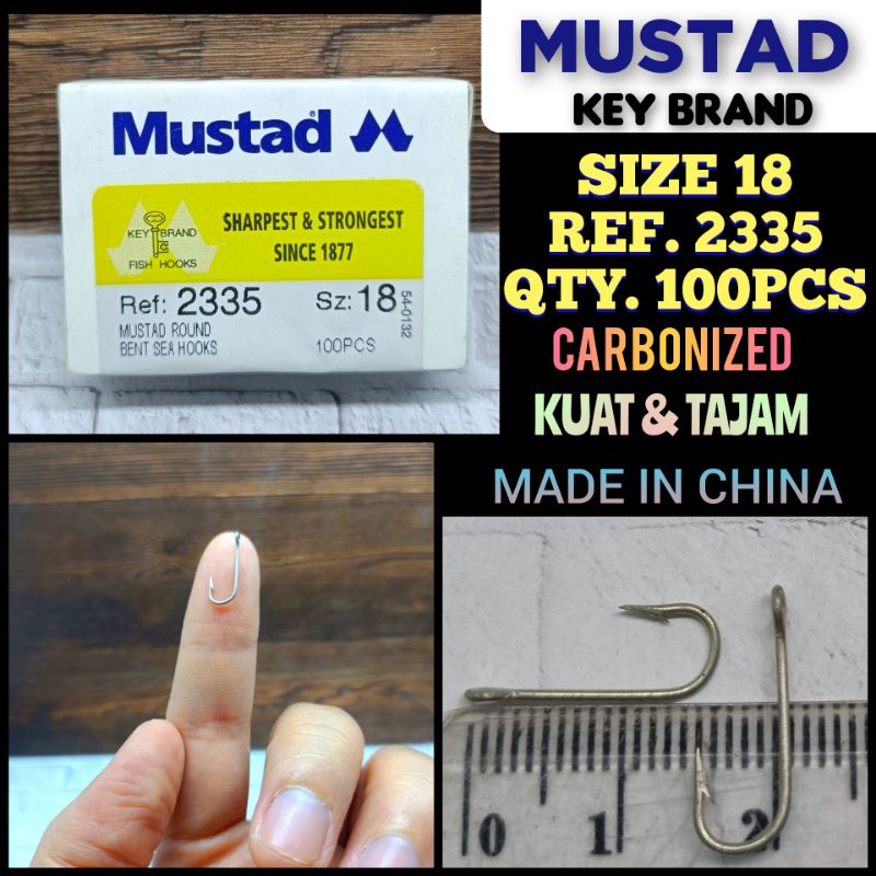 MUSTAD HOOK SIZE 18 REF.2335 QTY.100PC ROUND BENT SEA HOOKS KAIL PANCING CAP KUNCI KAIL KUAT KAIL KA