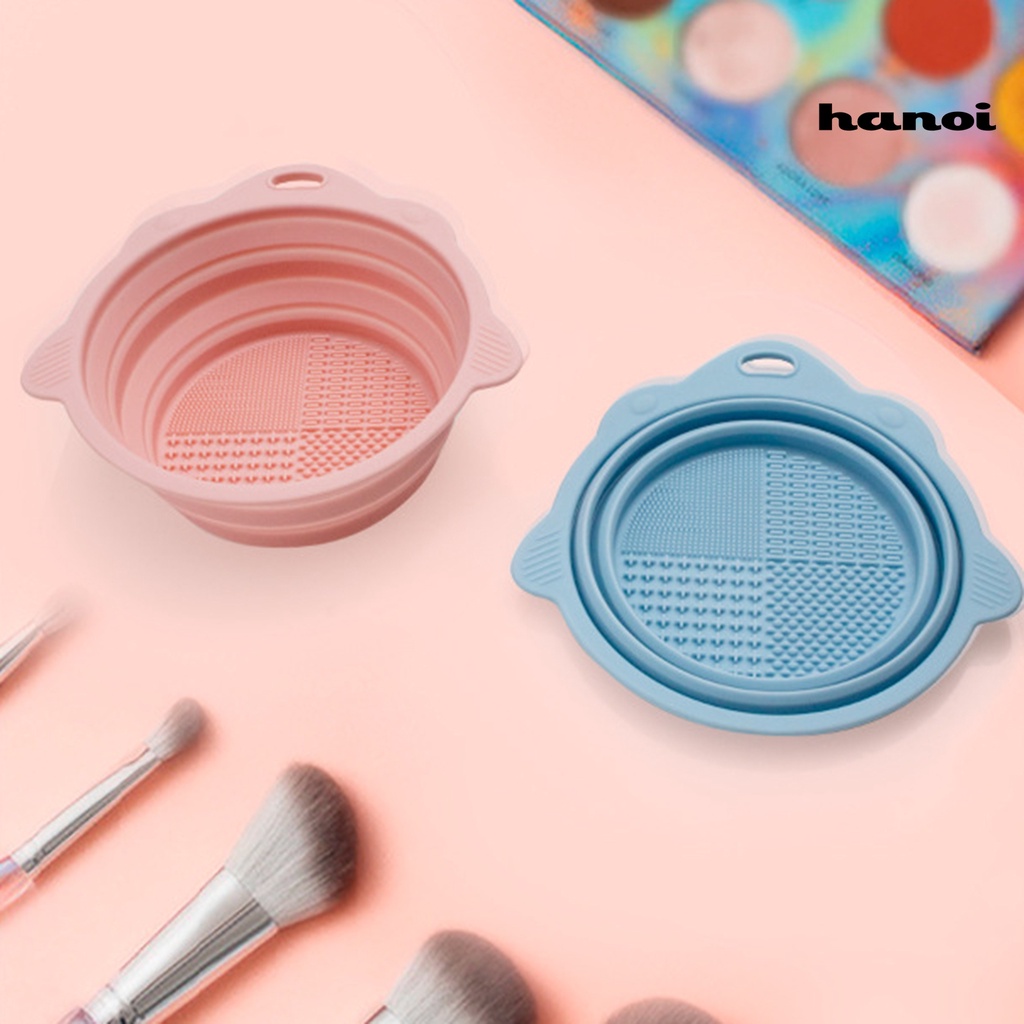 Han / Mangkok Pembersih Brush Makeup Portable Multifungsi Anti Bocor Permukaan Halus Untuk Travel