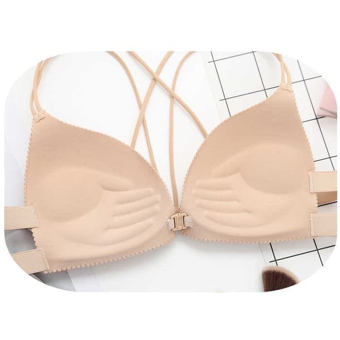 d1976 Bra Seamless sexy Tali Tali Belakang Saling Silang Cup Busa Tanpa Kawat S1E15