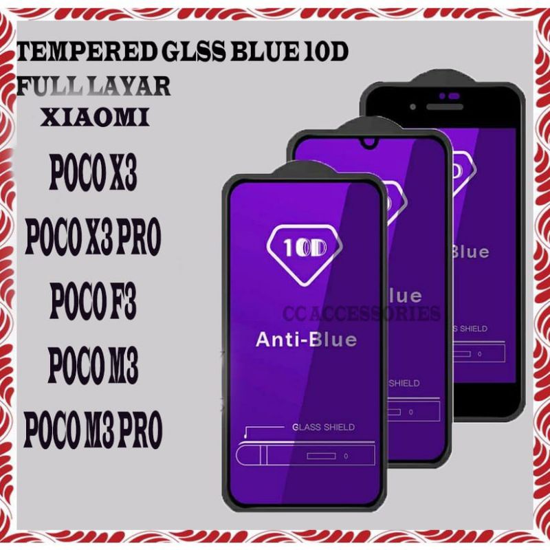 XIAOMI POCO X3 PRO / POCO X3 / POCO M3 / POCO M3 PRO / POCO F3 Tempered Glass Anti Blue Pelindung La