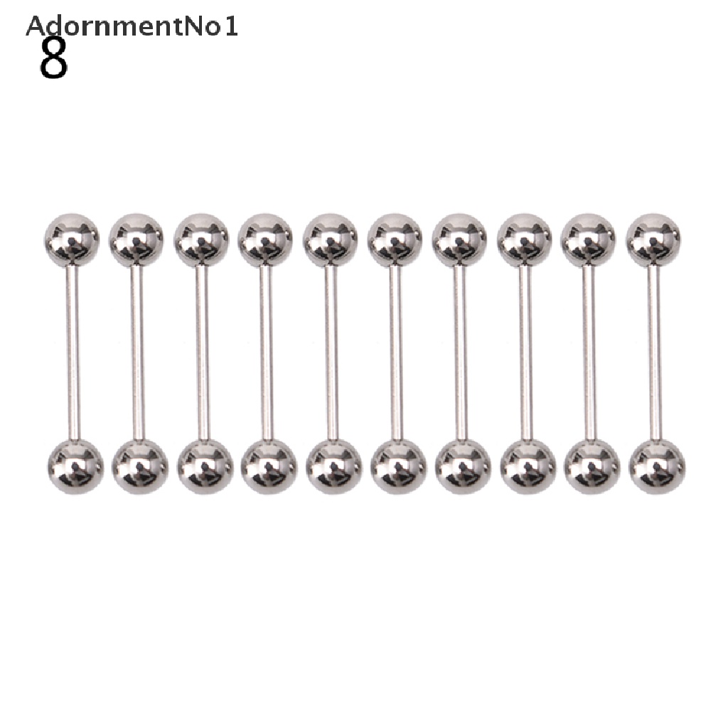 (AdornmentNo1) 10pcs / Set Anting Tindik Lidah / Puting Bentuk Barbel Bahan Stainless steel Untuk Wanita