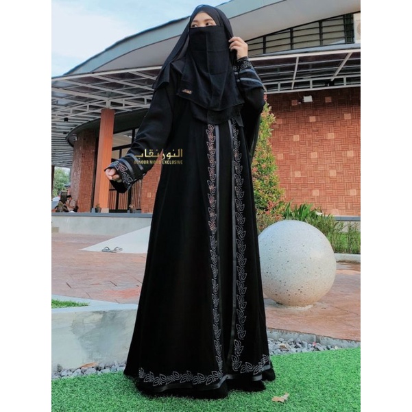 abaya AMEERA EXCLUSIVE kode02 alnoor niqob drees mesir abaya saudi dress hitam