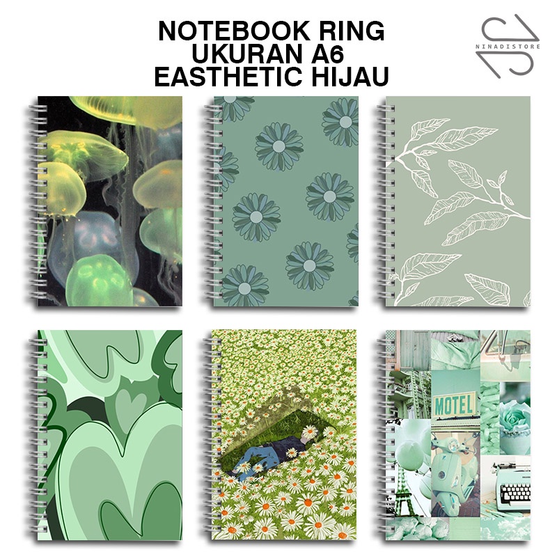 

(BELI 6 GRATIS 1)Buku Tulis Catatan buku notebook buku diary Notebook Ring Spiral A6 60 Lembar koleksi gambar aesthetic hijau part3