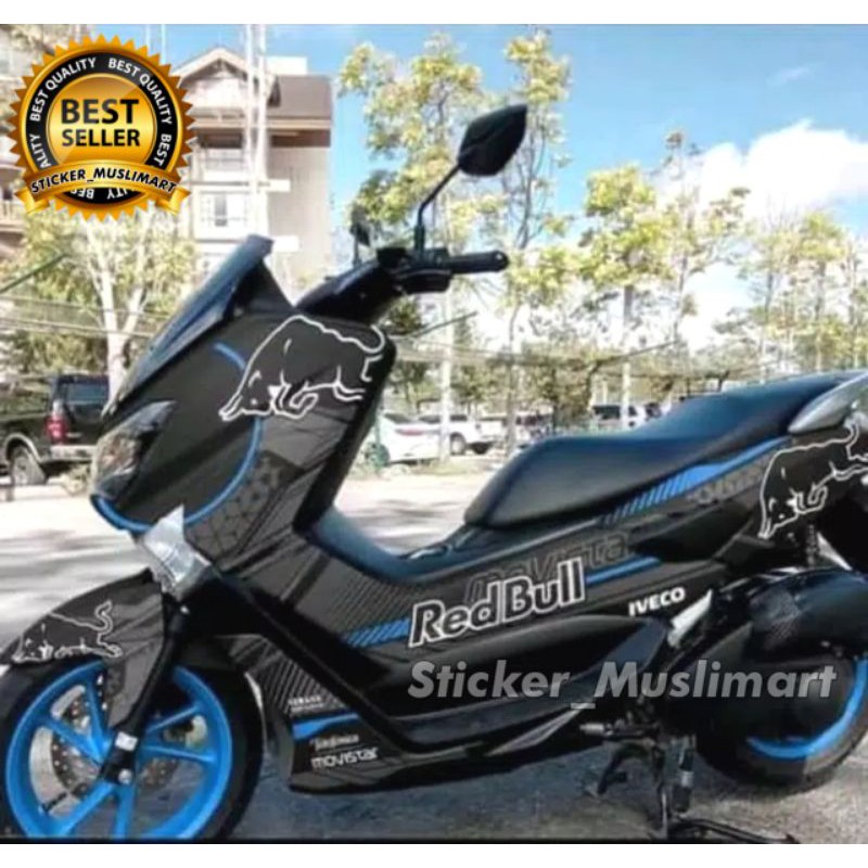 Sticker Decal Stiker Nmax 155 Redbull Hitam biru doff abu variasi Full Body variasi