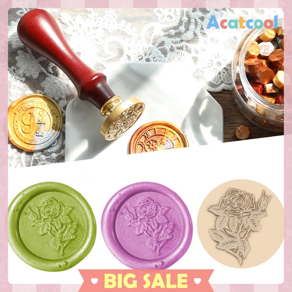 Kepala Stempel Lilin Pengganti Motif Bunga Mawar Antik Bahan Tembaga Ukuran 25mm