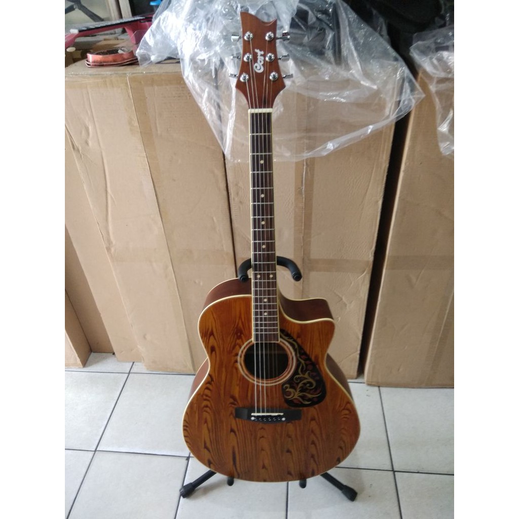 Gitar Akustik Jumbo Merk Cort Warna Coklat Doff Trusrod Cyprus Senar String Jakarta Murah
