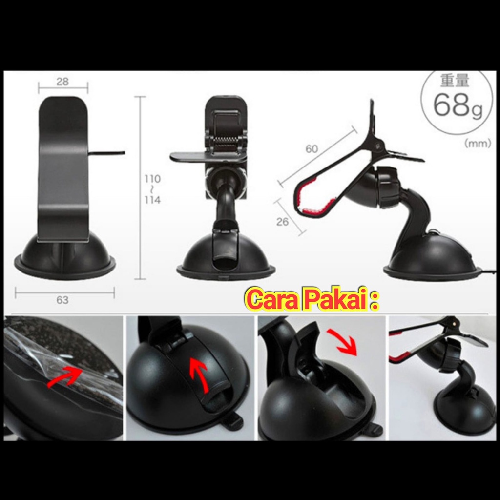 2 in 1 Phone Holder DashBoard mobil dan Kaca Mobil Multifungsi 360 derajat