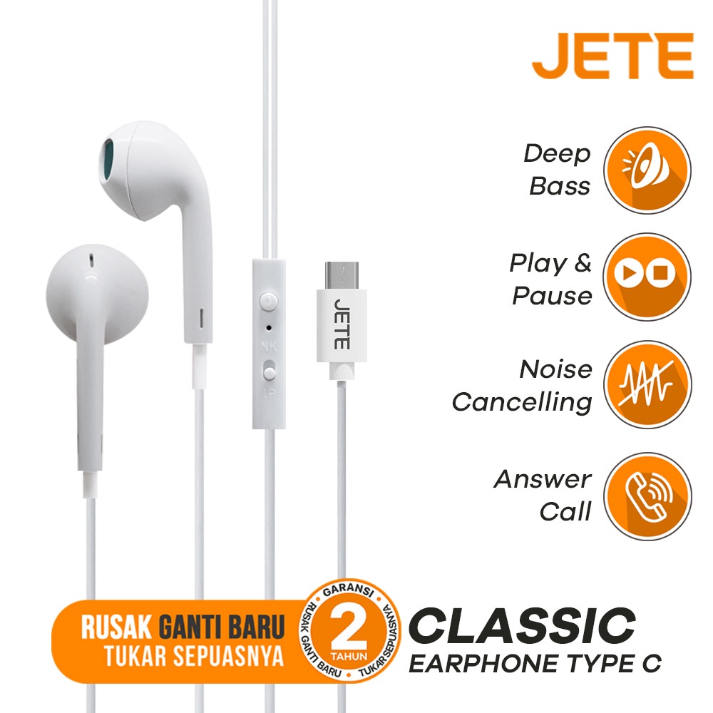 Headset  Earphone Type C JETE Classic - Garansi 2 Tahun Tukar Baru