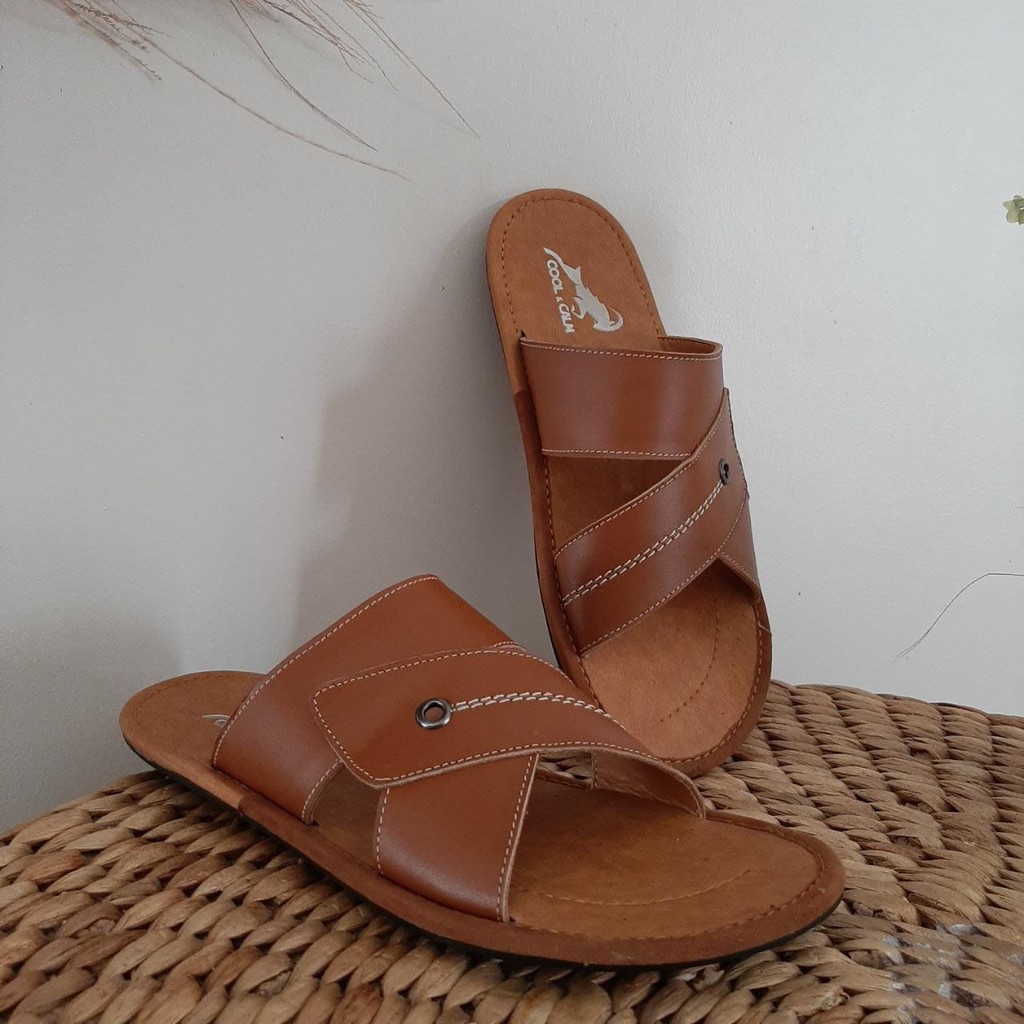 Sandal Selop - Sandal Jepit - Sandal Pria Kulit Kekinian - Sandal Slide - Sandal Slop