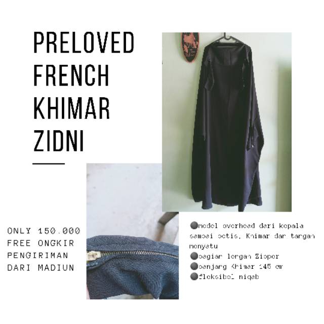 Preloved French Khimar jetblack Zidni