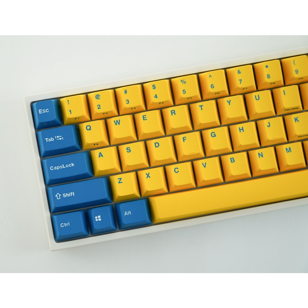 Leopold FC660M Yellow/Blue PD White Case 65% DoubleShot PBT Mechanical