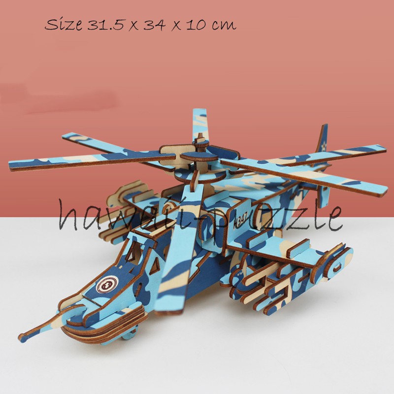 Puzzle 3D DIY bahan kayu model Black Sand Fighter Pesawat mainan puzzle edukasi anak (kado&amp;pajangan)