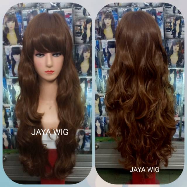 Wig Panjang Keriting Bergelombang Rambut Palsu Wanita Model Curly Panjang