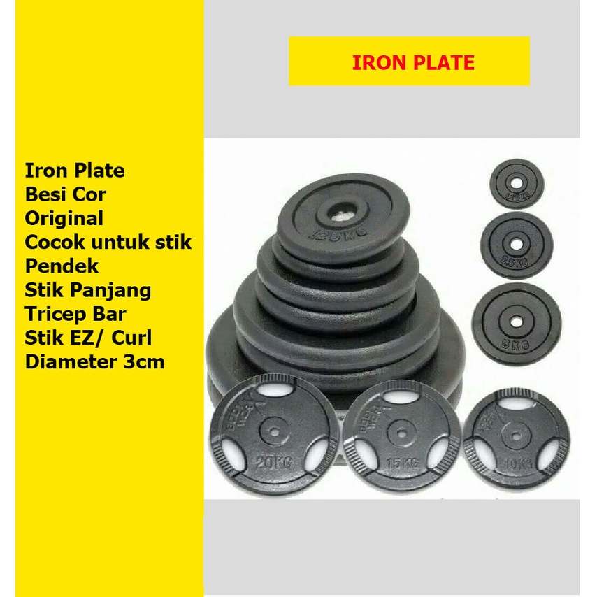 Jual Plat Besi Barbel Plate 30 Kg Piringan Iron Diameter 3cm | Shopee ...