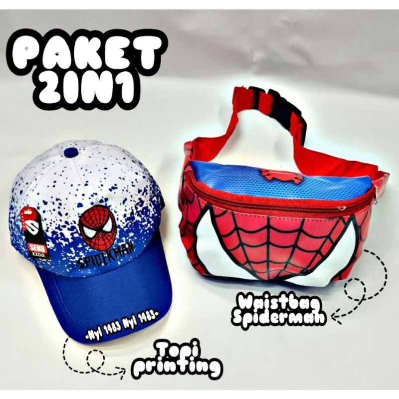 BATMAN 2IN1 TAS SLEMPANG ANAK TOPI BORDIR