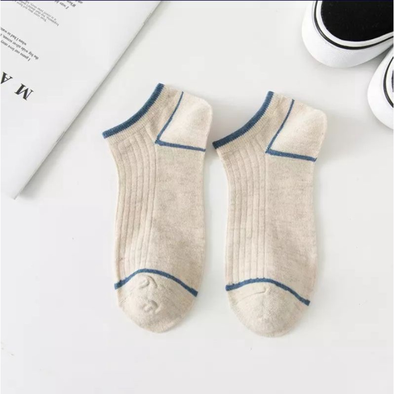 [ COD ] Kaos Kaki Ankle Semata Kaki Simple Motif Polos Garis Pria Wanita Unisex Murah Cute Socks Fashion Korea / Kaos Kaki Pria Polos / Kaos Kaki Pria Garis / Kaos kaki Wanita-Kream Pendek