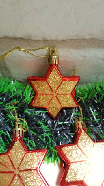 DEKORASI NATAL BINTANG MERAH HIASAN POHON CHRISTMAS RED STAR