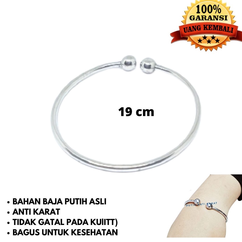 GELANG BAJA PUTIH DEWASA ANTI KARAT SELAMANYA