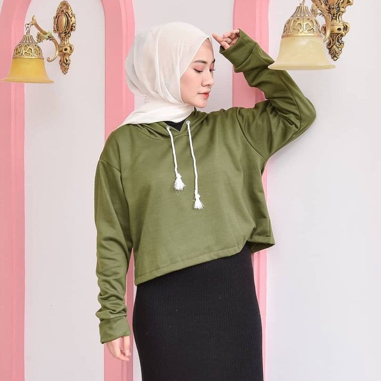 Nara Grosir - Ropes Crop Hodie l Hodie Wanita Allsize fit to L