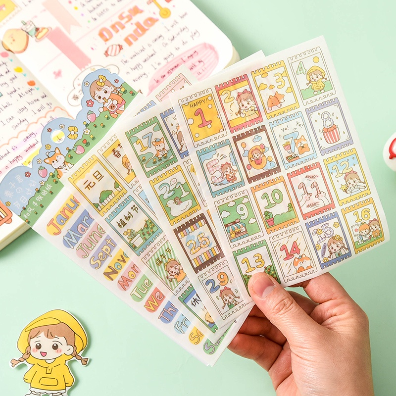 4pcs Stiker Kertas Motif Kartun Hewan / Buah Untuk Dekorasi Diary