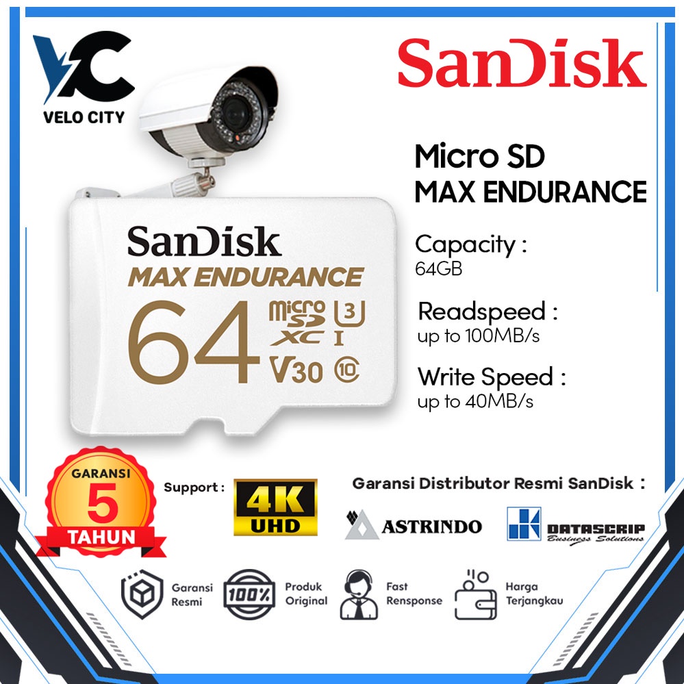 Sandisk Max Endurance MicroSDXC 64GB UHS-I V30 100MB/s - Garansi 2th