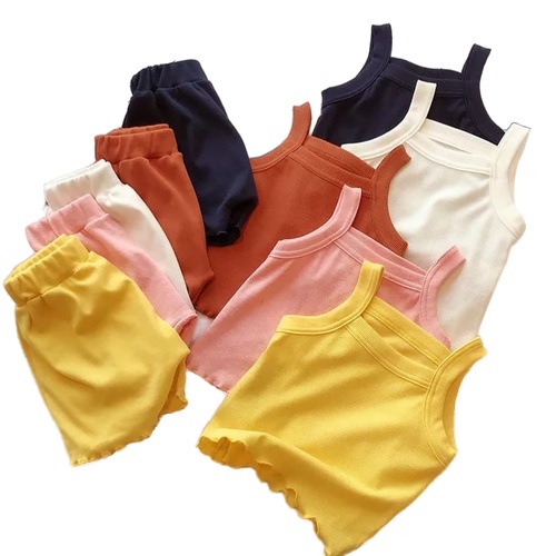 ZASKIYA - SET SINGLET ANAK KIDDY RIB / SETELAN SINGLET ANAK BALITA POLOS CELANA PENDEK