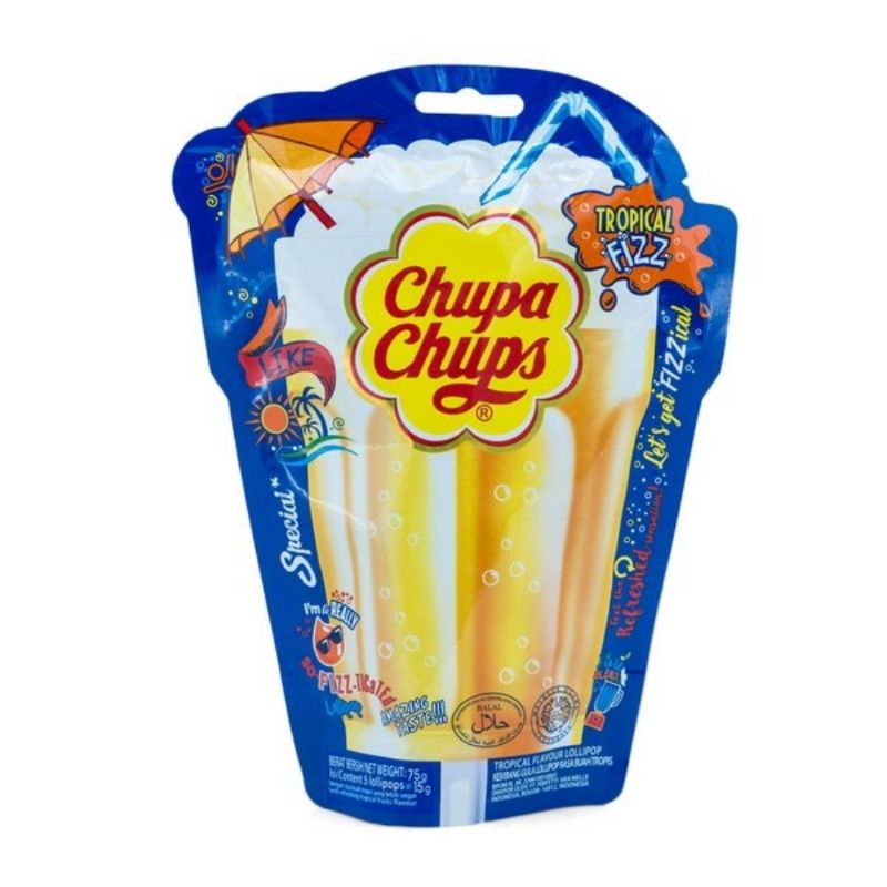 

CHUPA CHUPS Lollipop Tropical Fizz 75gr - Permen Lollipop CHUPA CHUPS Rasa Tropis (5pc @15gr)