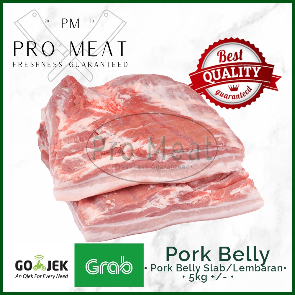 

Daging Babi Pork Belly / Samcan Whole / Utuh +/- 5kg (Skin ON)