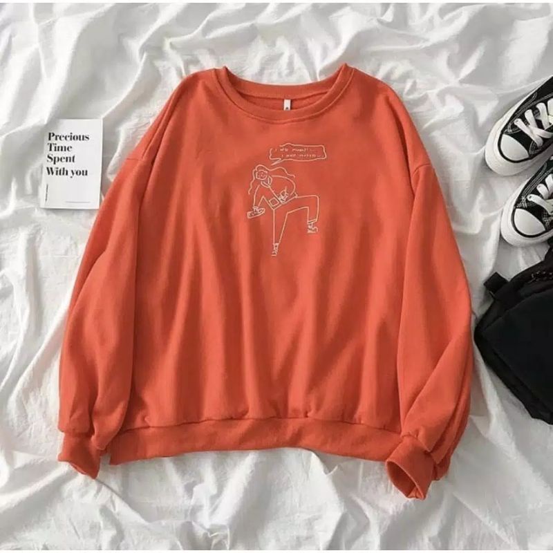 Monday Sweater Crewneck Motif kartun By mahyra