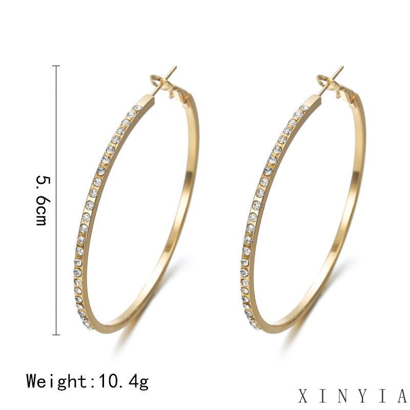 Anting Berlian Bentuk Geometris Bahan Alloy Gaya Retro