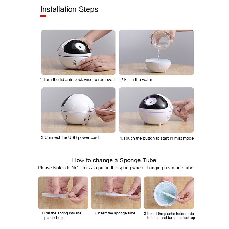 Air Humidifier Aromatherapy Oil Diffuser Music Elves Light 350ml ZN054