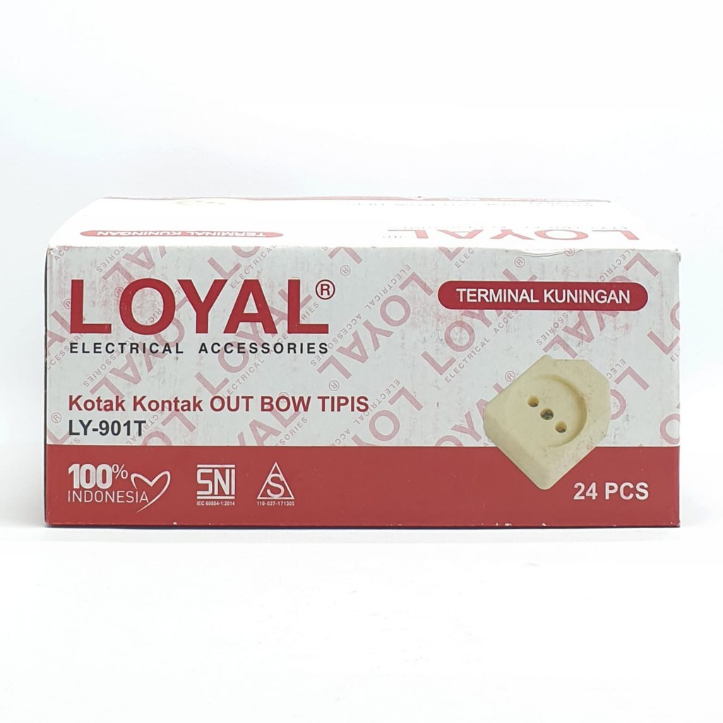 @24 Pcs (1 Kotak) LY-901T Loyal Stop Kontak Gepeng 1 Lubang SNI (Tanpa Kabel)