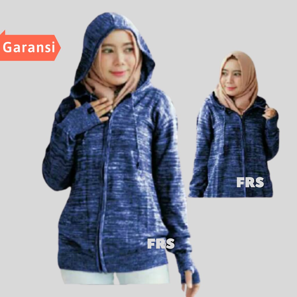 Baju Cardigan Rajut Twist Biru Jaket Sweater Panjang Wanita | Cardigan Hoodie