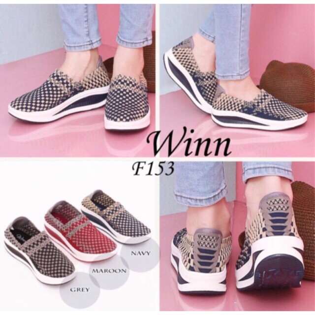 Winn 153 sepatu IMPORT anyaman rajut wanita ORI