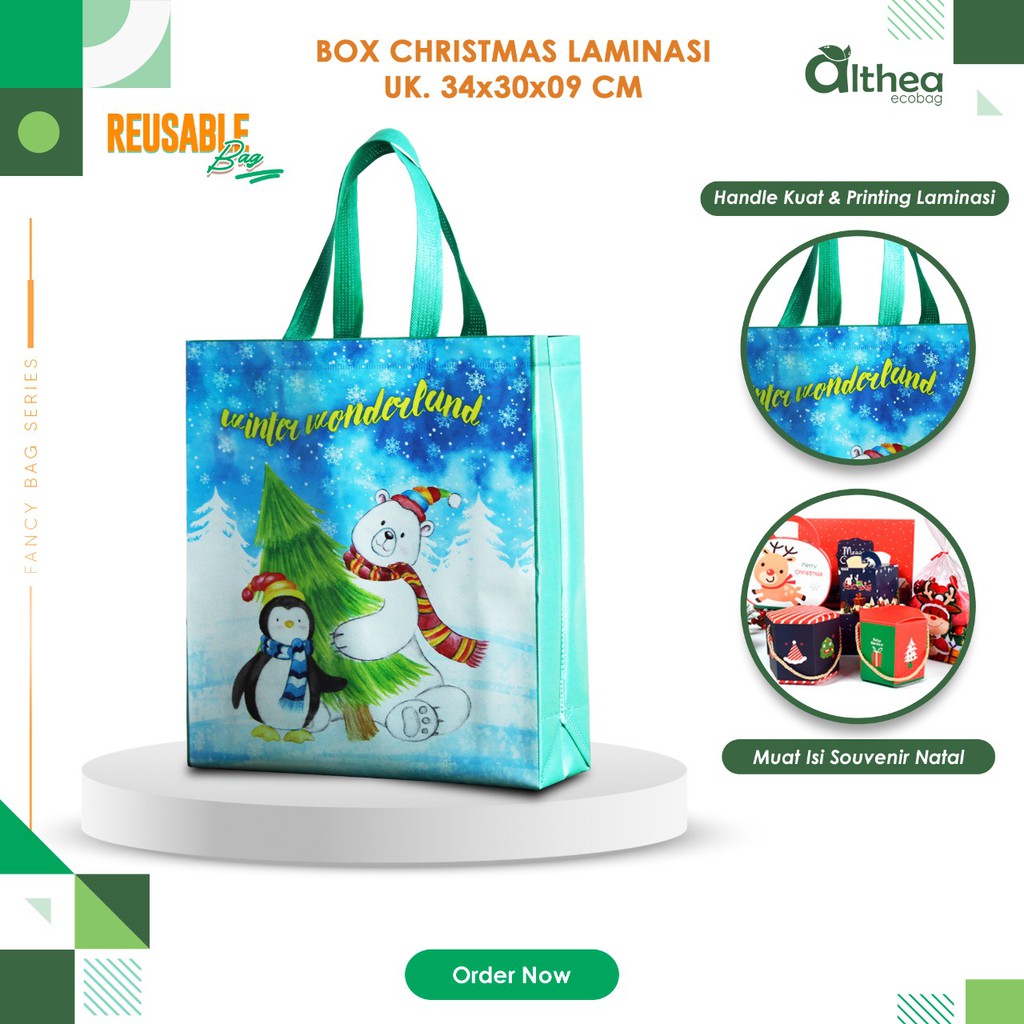 

Goodie Bag Natal Tas Christmas Tas Natal Laminasi Spunbond Christmas 34X30X9