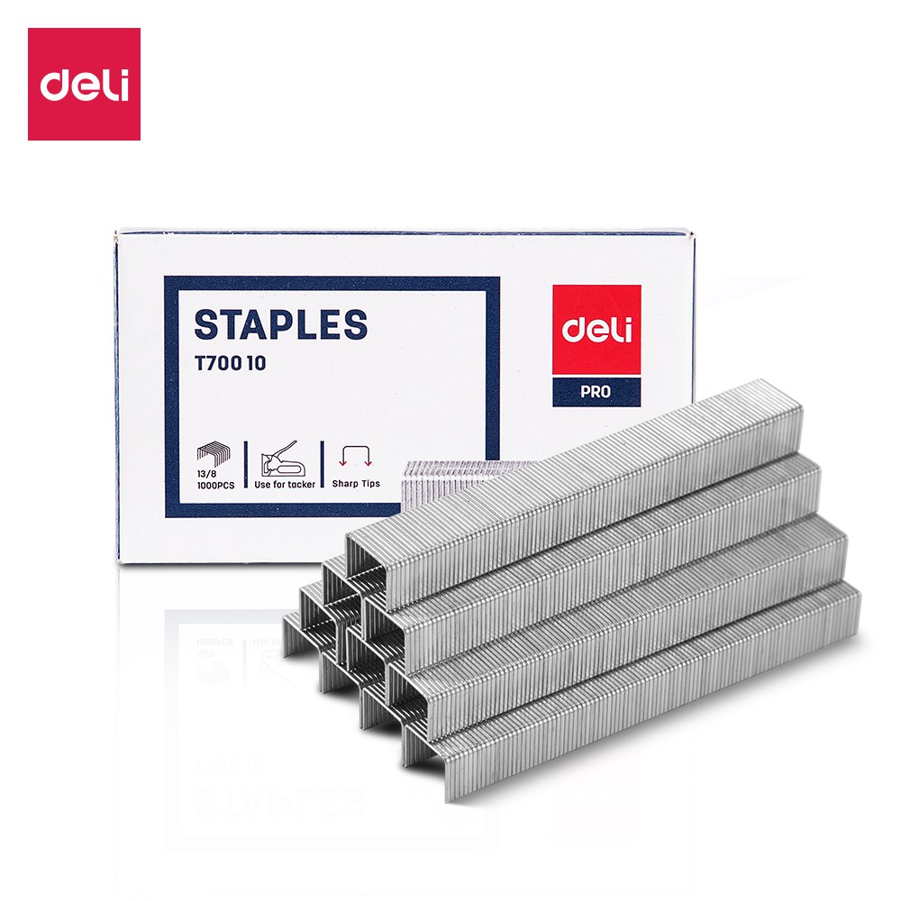 Deli Isi Staples Tembak 13/8 dengan ujung yang runcing untuk hasil yang maksimal anti karat ET70010