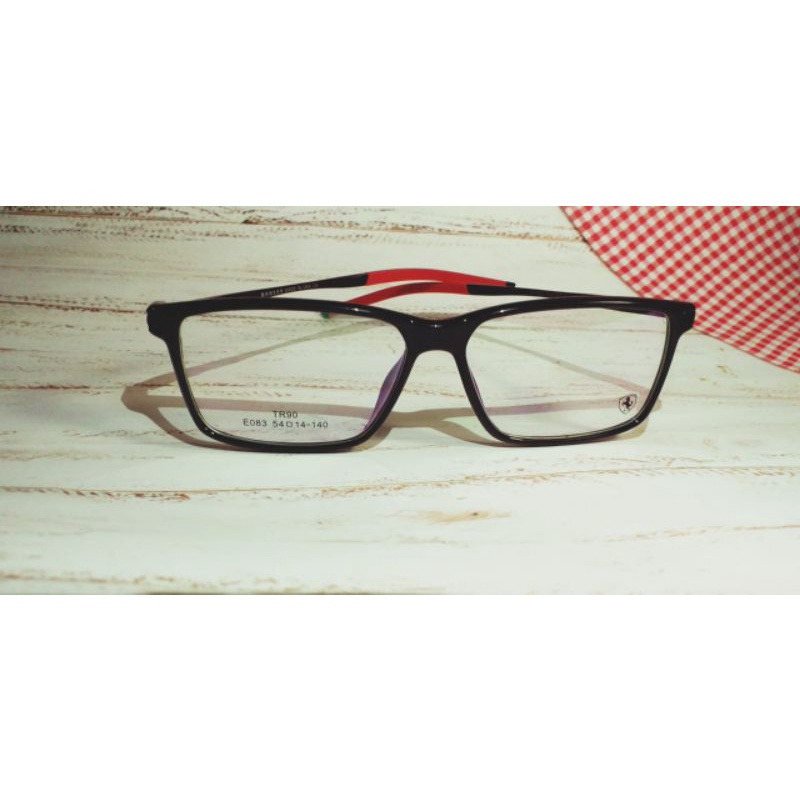 frame kacamata kotak hitam merah