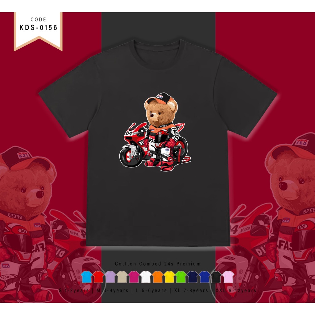 T-SHIRT / KAOS ANAK-ANAK TERMURAH BERGAMBAR BEAR MOTOR - TERIMA CUSTOM KAOS KELUARGA